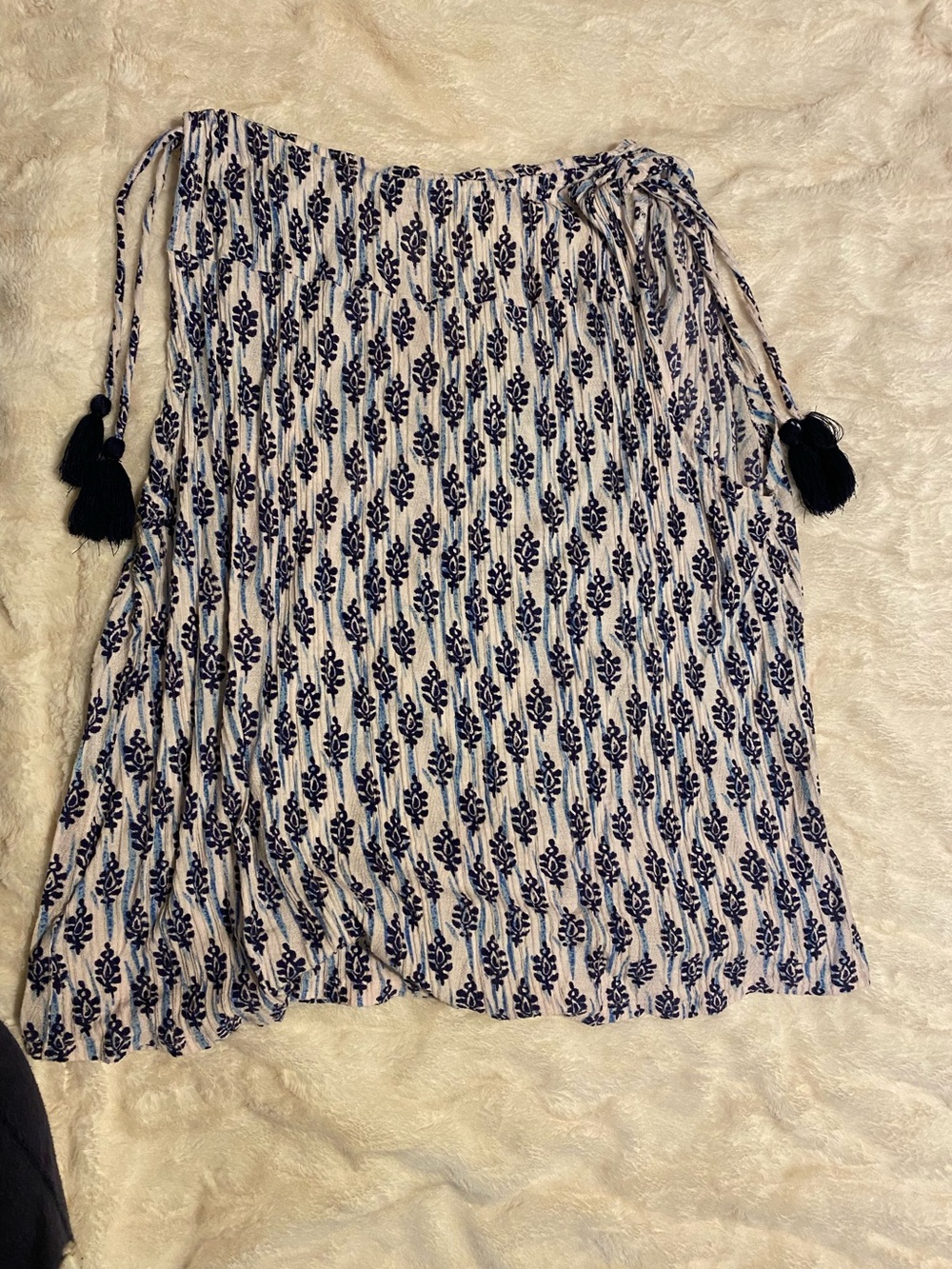 Lucky Brand Navy and White Printed  Top
